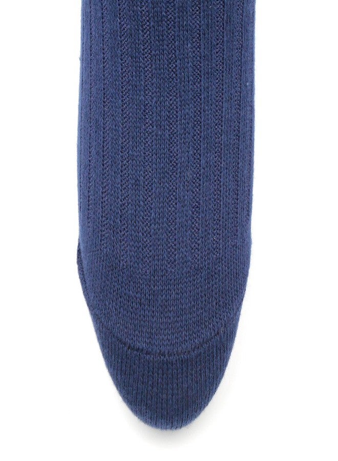 Toauqo Women's Casual Cotton Crew Sock 3-Pack Basic Pure Color Soft Comfort Socks (Navy Blue) - Image 3